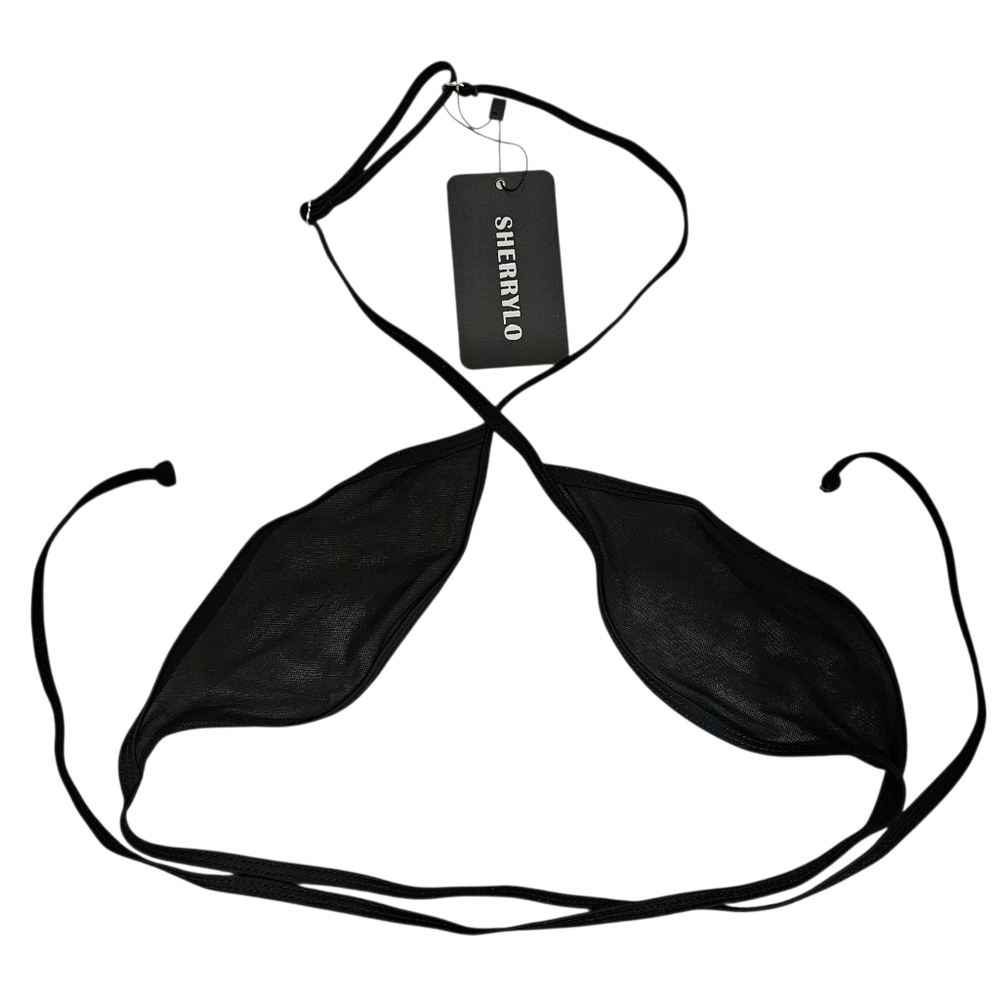 Sheer bikini top black mesh OS new with tags sexy string festival top see thru
